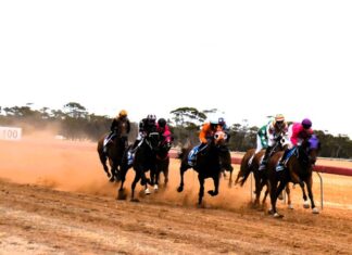 Rider falls in first race